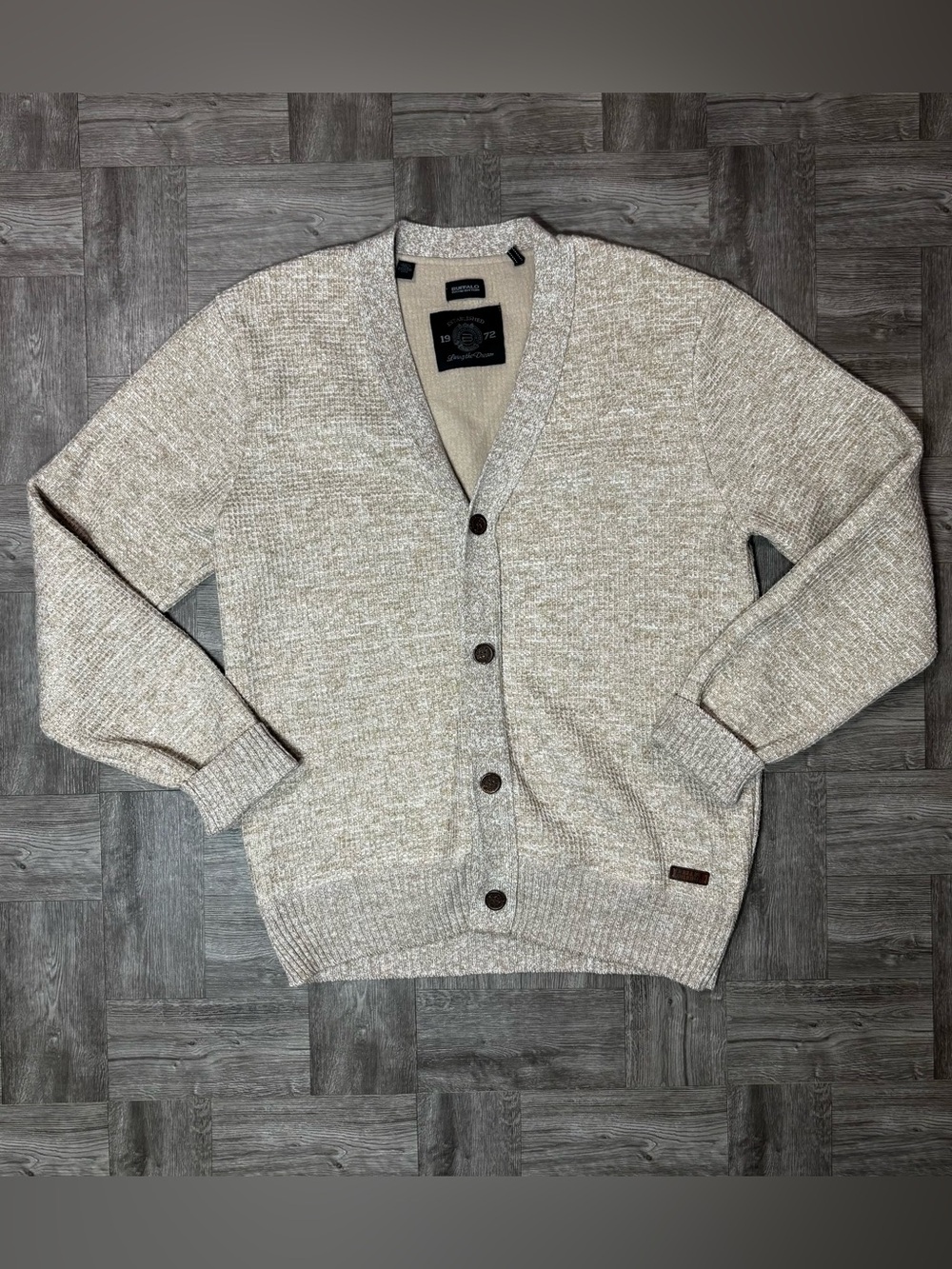 Men’s Buffalo David Bitton Cardigan Sweater Waffle Knit Button Size Medium